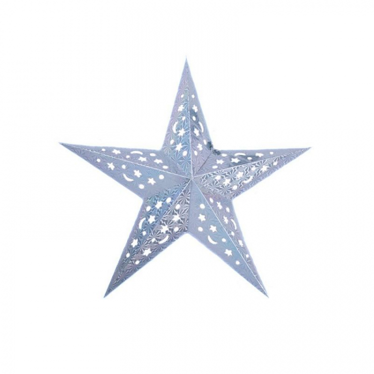 Декоративное украшение "Бумажная звезда пятиконечная" Серебро