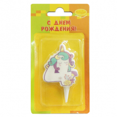 Свеча Цифра 4 Единорог